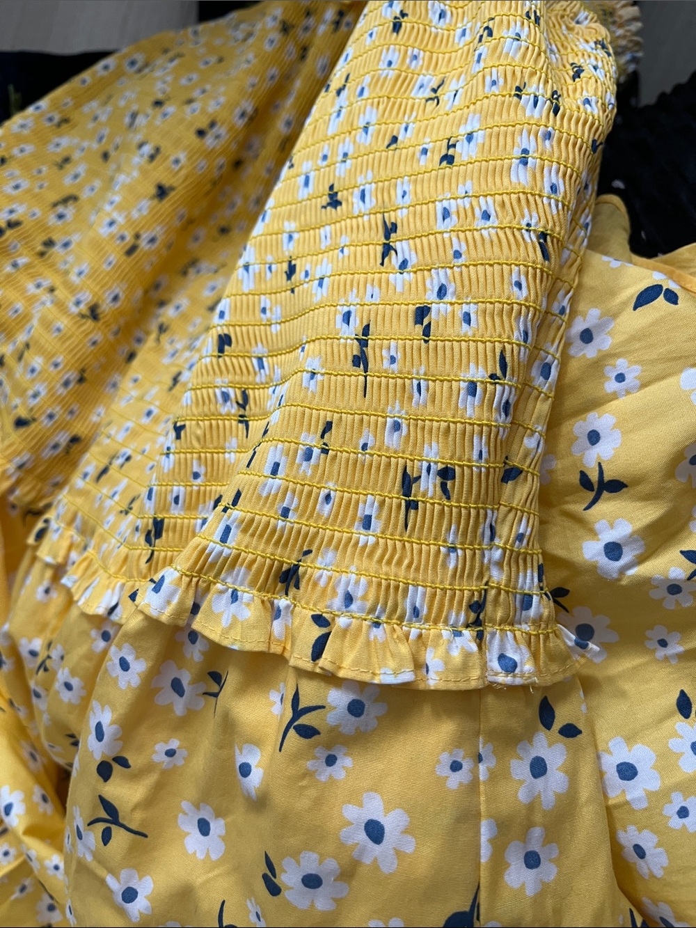 kate spade Yellow Floral Smocked Midi Dress - Picture 7 of 7